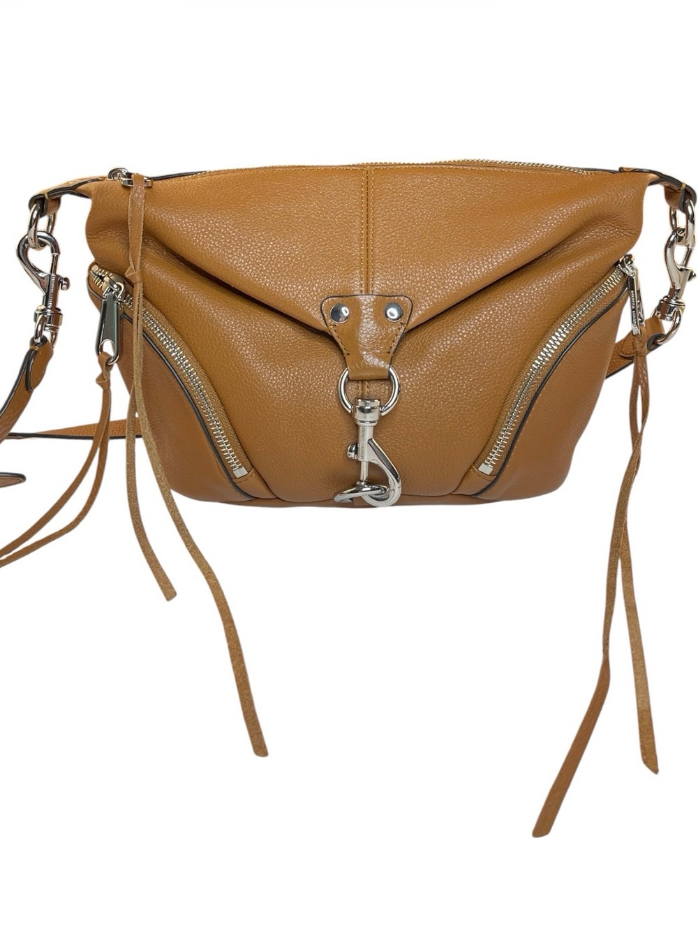 Rebecca Minkoff Small Julian Crossbody Bag Tan Silver Hardware Boho